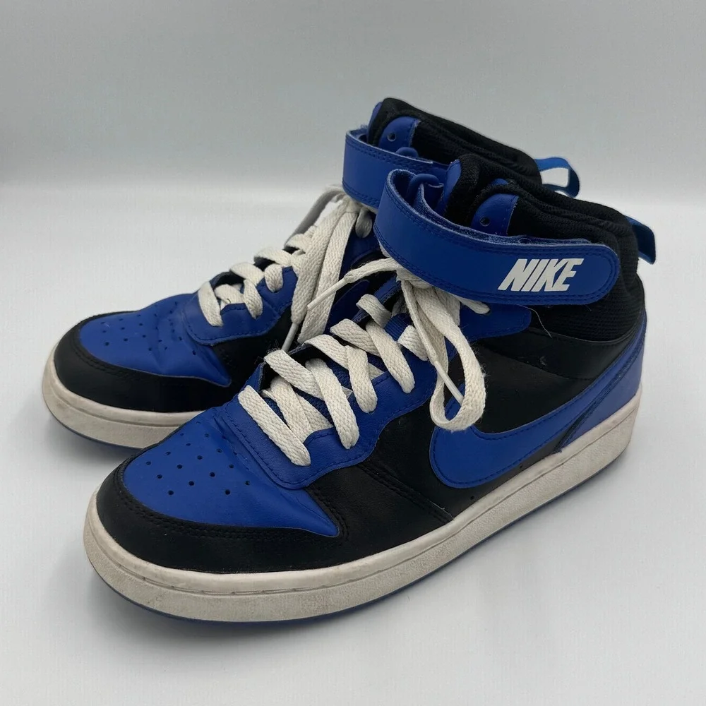 Nike Black and Blue Court Borough Mid 2 Sneakers 5.5Y NO BOX